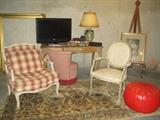 large plaid chair, poof, lamp & rug are still available.