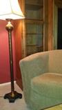 Floor lamp. La-Z-Boy swivel barrel chair. 