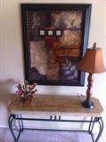 La-Z-Boy concrete and wrought iron sofa table.