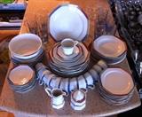 Christopher Stuart "Diamond Optic" service for 12 w/ extra serving pieces. 