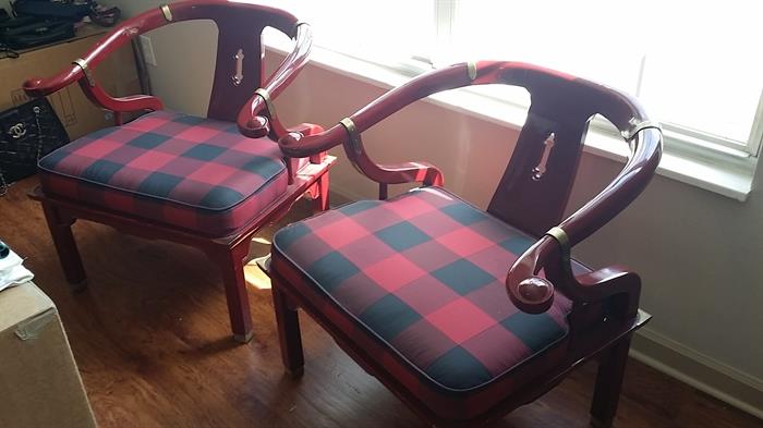 Pair of Red Lacquer chairs
