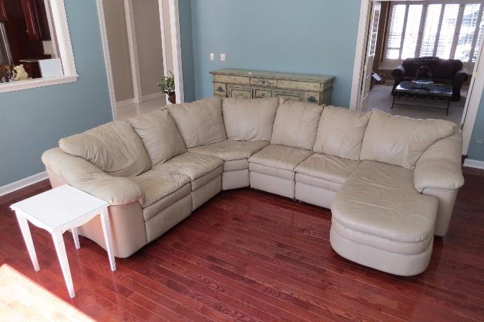 Neutral leather sectional