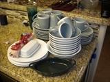 Green/white casual dinnerware set.