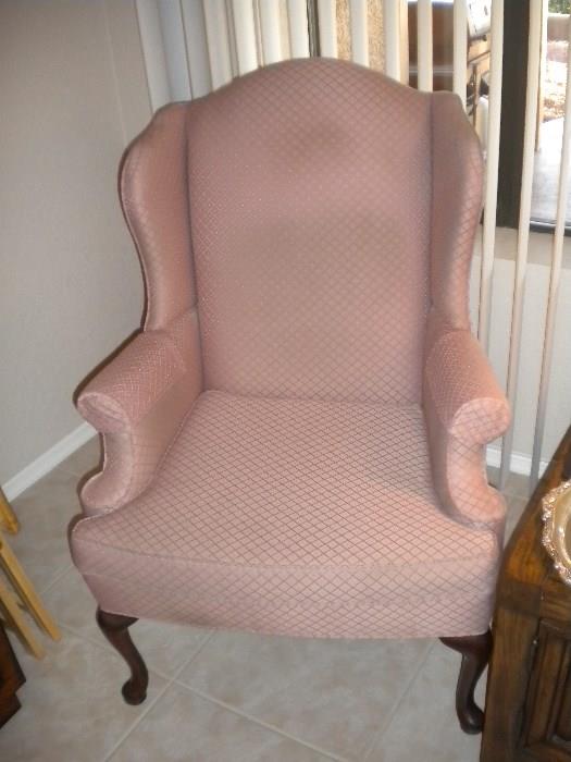 Upholstered wing-back chairs (2 matching)