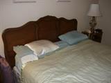 Vintage wood headboard. King size mattress set.