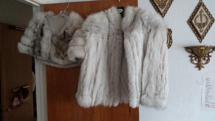 Fox fur coat and cape, size M to L