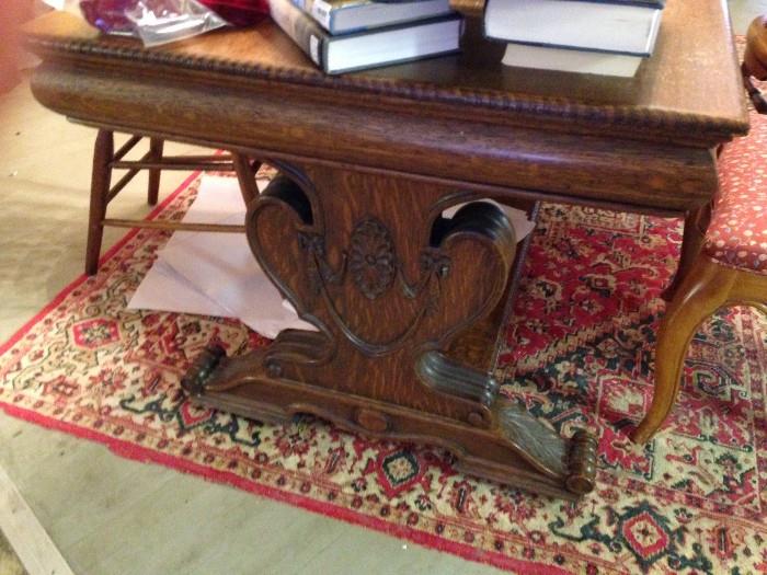 Antique oak library table