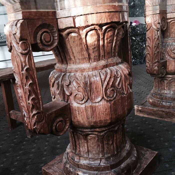 Hand carved dining room table pedestals