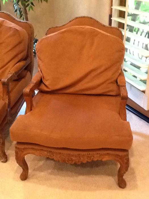 Club chairs with luxe chenille