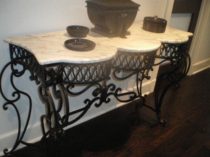 Gorgeous Black Iron and Marble Sideboard