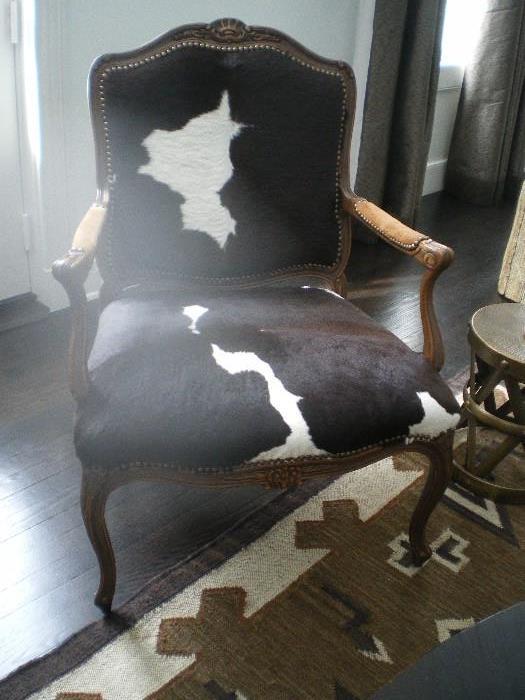 set of 4 Cow Print Suede Arm chairs