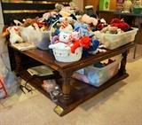 TY Beanie Babies on a nice coffee table