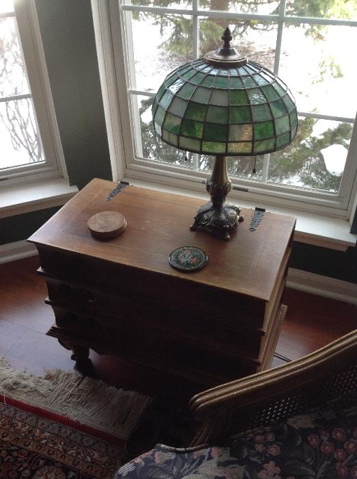 Antique chest, (lamp not for sale)