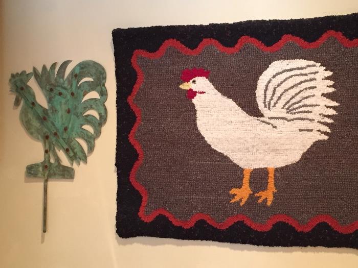 Rooster rug, rooster copper 