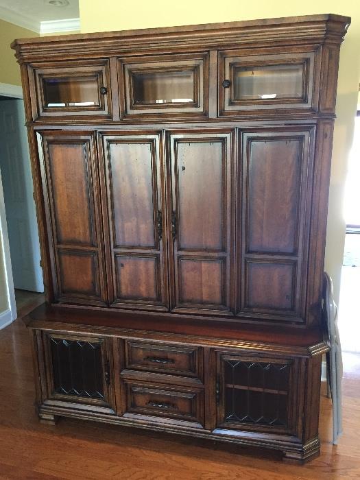 Wood Entertainment Center with lots of storage