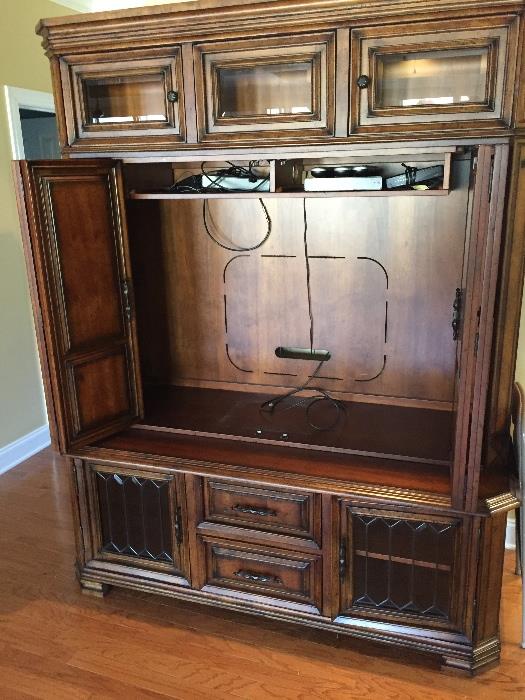 Wood Entertainment Center with lots of storage