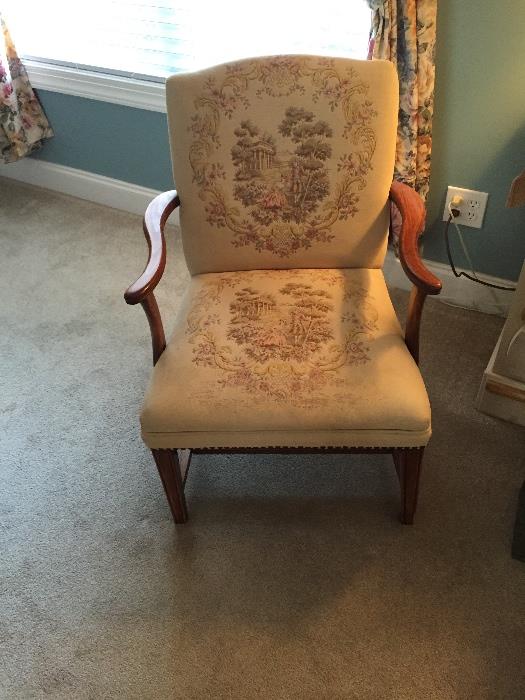 Needlepoint Fabric Occasional Chair
