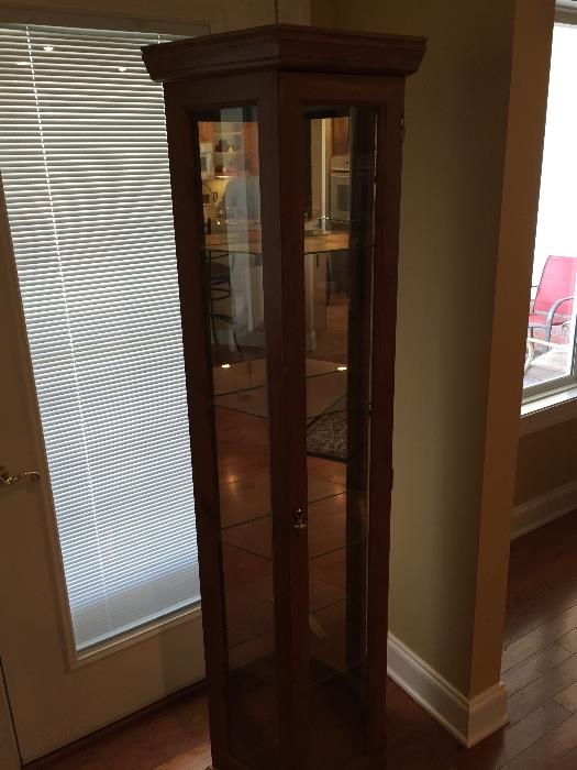 Nice Wood & Glass Curio Cabinet with Glass Shelves