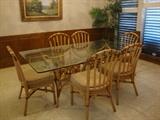 Bamboo and Glass Dining Table and 6 chairs
