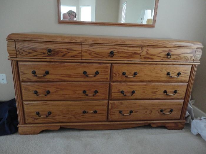 Beautiful Oak Bedroom set by "Black Hawk Furniture!" Dresser is 67 Long by 38 tall