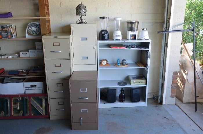 File cabinets, household appliances. 