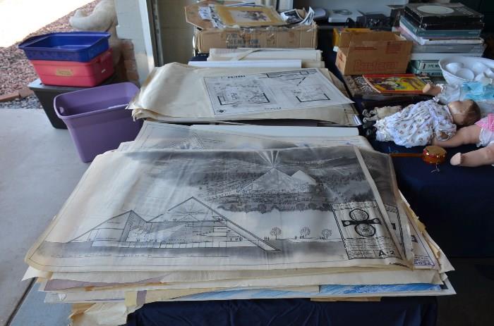 HUGE lot of architect sketches. Rare? Research these!