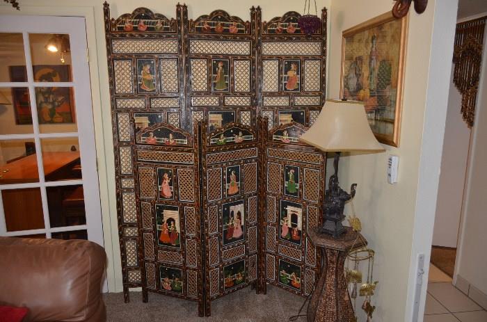 2 Vintage Hand Carved and Painted Wood Screens!