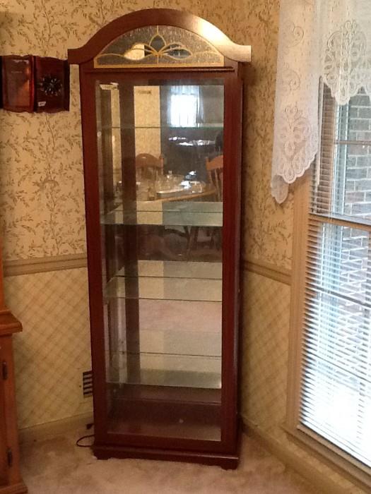 lighted display cabinet with six glass shelves