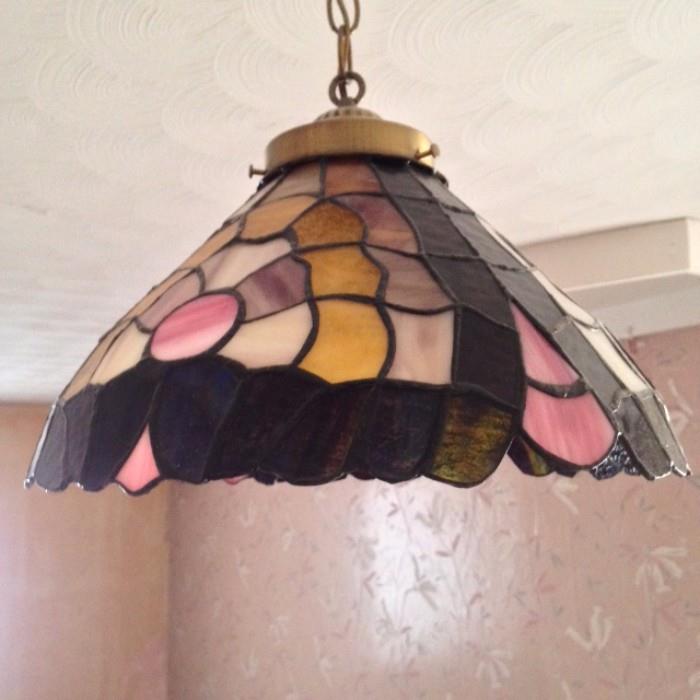 Pair of stained glass hanging lamps