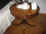 Leather Top Pedestal Lamp Table