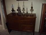 Oak Server and oil lamps