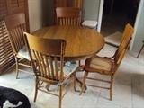 Oak table and 4 newly caned seats