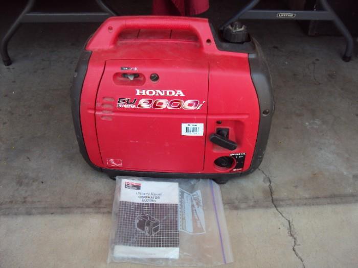 Like new Honda 2000 generator, Runs perfectly, rarely used and stored with gas tank empty.