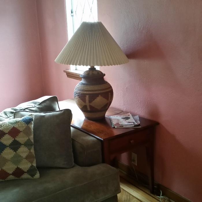 end table; table lamp