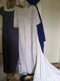 Antique wedding dress with chapel train. 