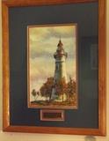 Leo Kuschel original watercolor of Marble Head light house