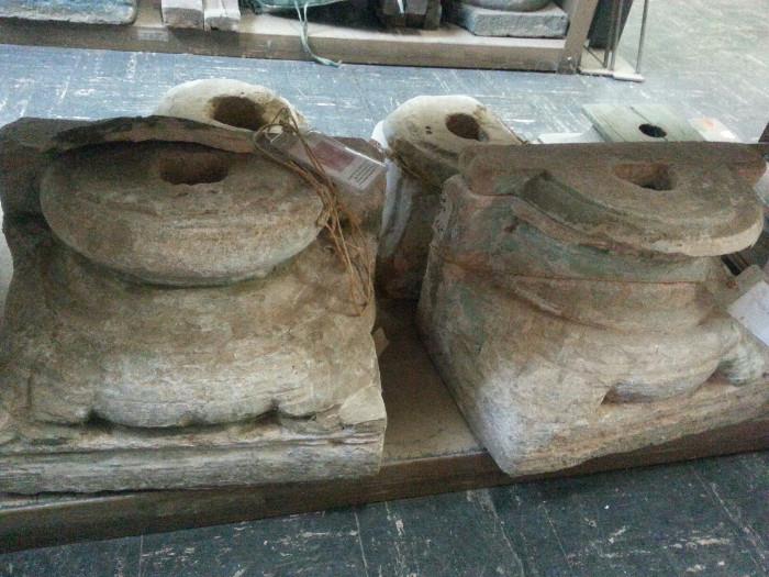 antique carved stone pillar bases