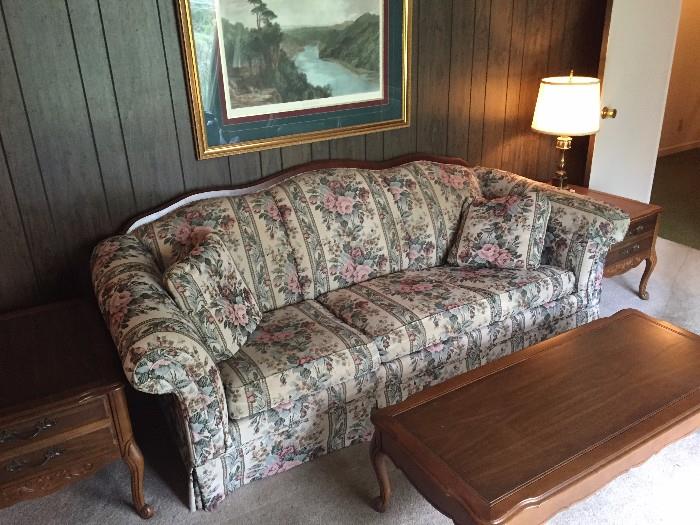 Sofa with coffee and end tables