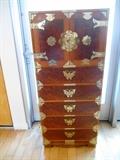 Asian Flair Jewelry Box 22"w x 15.5" deep x 50.5" tall. Drawers are lined with Velvet for your jewelry - the bottom ones aren't tho