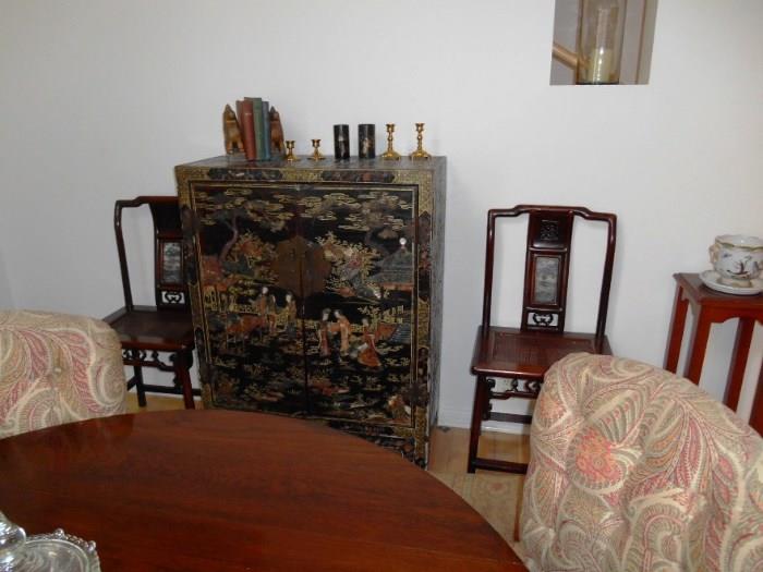 Asian style Jade & Stone cupboard - chairs are pulled also - sorry