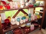 Some of the Excellent Collection of Vintage McCoy, Hull, Hall,  Shawnee Red Wing Pottery in this sale...figurals, animals, water pitchers, bowls, dishes;     Also shown are some of the good  Mexican Pottery also available...