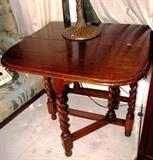 Antique Gate Leg ...beautiful Tiger Oak, with carved twist style legs