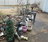 Vintage Outdoor Statuary.....Concrete Lawn Jockey * Concrete Poodle * Concrete Swan Planter * 