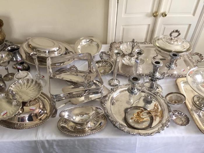 Silver-plate serving pieces.  Also have Old Master flatware.