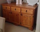Knotty Pine Buffet, Beautiful Detail and Iron Pulls