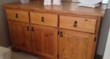 Knotty Pine Buffet, Beautiful Detail and Iron Pulls