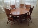 Liberty Solid Oak Ball and Claw Pedestal Table w Leaf and 6 Chairs 
