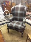 Beautiful Queen Anne form wing chair.