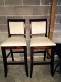 Pair of ivory high back bar stools