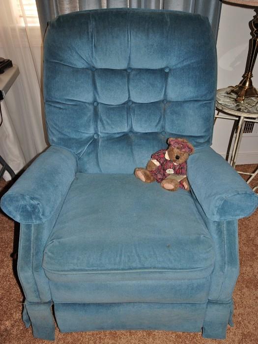 One of a pair of matching recliners.
